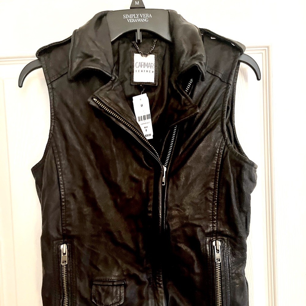 LF Brand NEW Carmar 100% LEATHER Moto Vest Jacket